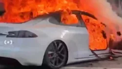 Tesla bursts into flames after crashing in Winnetka | FOX 11 LA