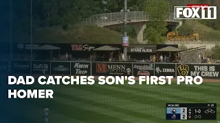 Lucky grab: Brewers prospect hits first home run right to his dad