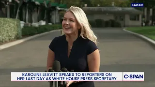 Outgoing White House Press Secretary Karoline Leavitt Speaks to Reporters