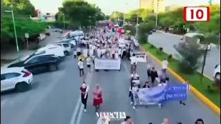 MARCHING FOR PEACE IN CANCUN