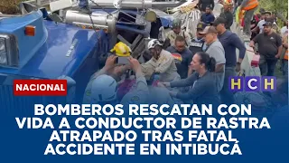 Bomberos rescatan con vida a conductor de rastra atrapado tras fatal accidente en Intibucá