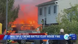 Crews battle house fire in Clay