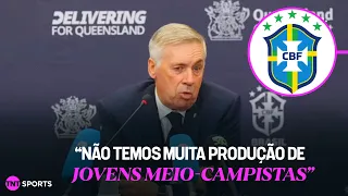 ANCELOTTI EXPLICA VINI JR BATENDO PÊNALTI E DIZ QUE BRASIL TEM POUCA PRODUÇÃO DE JOVENS NO MEIO