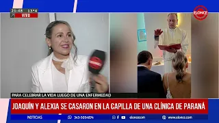 Joaquín and Alexia got married in a clinic chapel in Paraná