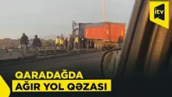 TIR yoldan çıxıb, dəmir maneələrə çırpıldı