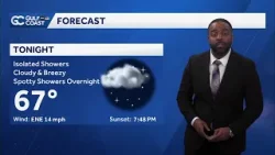 Scattered rain, breezy conditions Wednesday night for the Gulf Coast