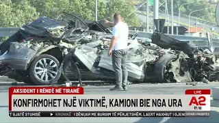 Aksidenti rëndë në TEG, betonierja përplas automjetin dhe bie nga mbikalimi