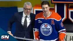 Ryan Nugent-Hopkins Receives Silver Stick To Commemorate 1,000 Games With Oilers