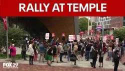 Temple University Labor Coalition rallies at Board of Trustees meeting