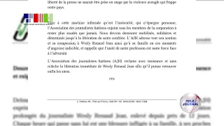 AJH/Protest Note regarding the kidnapping of journalist Wesly Renaud Jean