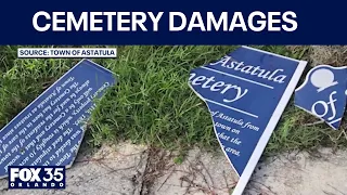 Florida cemetery, town of Astatula, covered in debris after strong winds
