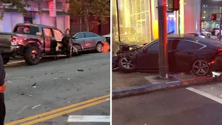 8 injured in San Francisco police chase after truck crashes, leaving trail of wreckage