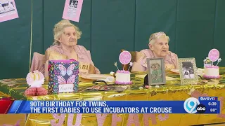 Twin sisters, first babies to use Crouse incubators, celebrate 90th birthday