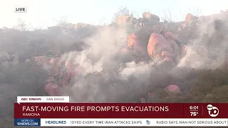 Fast-moving fire prompts evacuations in Ramona