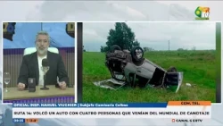Of Ppal Viugnier   Volcó un auto con cuatro personas sobre ruta 14, quedaron atrapados...
