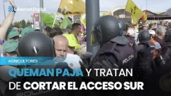 Agricultores valencianos queman paja y tratan de cortar el acceso sur