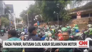 Razia Parkir, Ratusan Ojol Kabur Selamatkan Motor