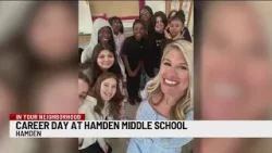 В вашем районе: Лора Хатчинсон посетила день профориентации в средней школе Хамдена. В вашем районе: Лора Хатчинсон посетила день профориентации в средней школе Хамдена.