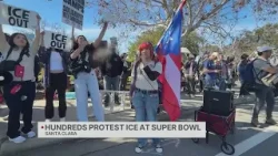 Hundreds protest against ICE outside of Super Bowl in Santa Clara