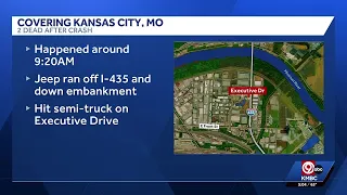 2 dead after Jeep travels off I-435, through fence before hitting semi-trailer in northeast Kansa...