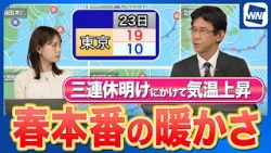 【暖】三連休明けにかけて気温上昇 春本番の暖かさに