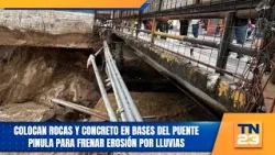 Rocks and concrete placed at Pinula Bridge foundations to curb erosion from rains