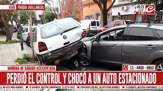 Drunk driver loses control, crashes, and wrecks several parked cars