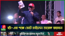 ধানের শীষের সাথে দয়াকরে গণভোটে হ্যাঁ-এর পক্ষে রায় দেবেন: তারেক রহমান