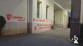 Graffiti on cemetery walls. Mayor Giordano: "A vile act"