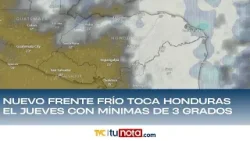 Nuevo frente frío toca Honduras el jueves con mínimas de 3 grados