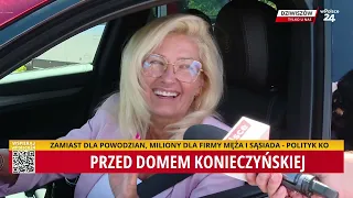 Przed domem Konieczyńskiej! "Zalało panu dom?" | RAPORT WIADOMOŚCI