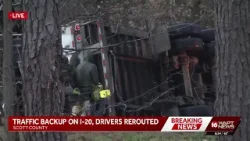 18-wheeler overturned in Scott County