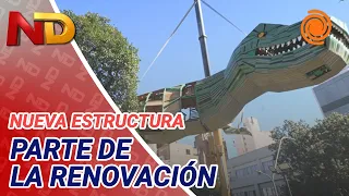 A GIANT DINOSAUR has been installed at Parque de las Tejas: it measures 15 meters and weighs 10 tons