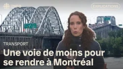 Honoré-Mercier Bridge with one lane closed towards Montreal for an indefinite period