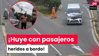 Surco: Minivan crashes into bus and driver flees with injured passengers on board