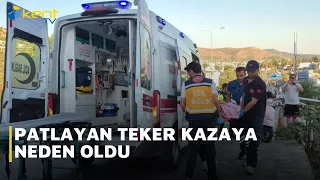 BLOWN TIRE CAUSES ACCIDENT