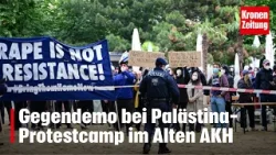 Gegendemo bei Palästina-Protestcamp im Alten AKH | krone.tv NEWS