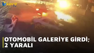 OTOMOBİL GALERİYE GİRDİ; 2 YARALI