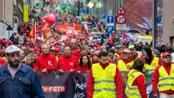 Police and protesters clash in Brussels as anti-austerity rally disrupts city