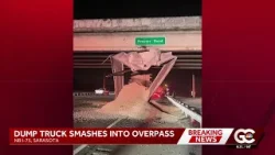 Dump truck hits overpass along I-75 in Sarasota County