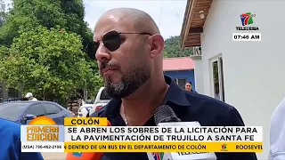 Bidding envelopes opened for the paving of the road from Trujillo to Santa Fe, Colón