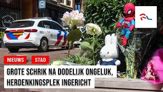 Tears and flowers on the street where young child died in accident