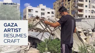 Self-taught Palestinian artist finds balance in war-torn Gaza