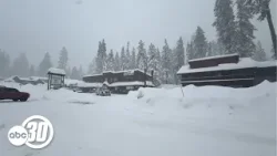 Snow piles up in Shaver Lake as storm triggers chain requirements on Highway 168
