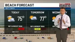 Сильные волны на пляжах, местами ожидаются кратковременные дожди.