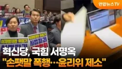 혁신당 "국힘 서명옥, 손팻말 폭행…윤리위 제소" / 연합뉴스TV (YonhapnewsTV)