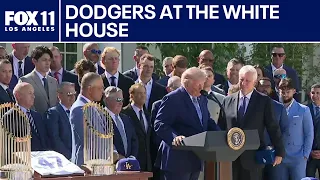 Trump hosts Dodgers at White House Rose Garden