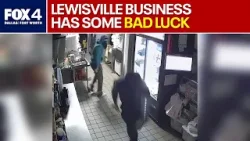 В городе Льюисвилл ограбили предприятие после того, как автомобиль врезался в здание.