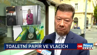 Okamura jako bojovník s nedostatkem toaletního papíru ve vlacích. Kauza baví sítě