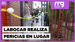 Labocar conducts forensics at the scene where a police officer was shot dead